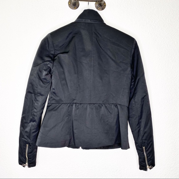 Zara High Neck Zipper Detailed Pleated Jacket - Picture 7 of 7
